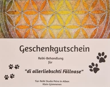 Beispiel eines Reiki-Gutscheins von Reiki Studio Petra In-Albon