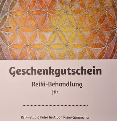 Beispiel eines Reiki-Gutscheins von Reiki Studio Petra In-Albon, Ansicht 2